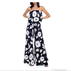 Ariella Floral Strapless Jumpsuit w/ Tie